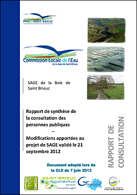 Rapport de Synthese de la consultation - modifications apportes au projet de SAGE Baie de Saint Brieuc - adopt par la CLE le 7 juin 2013