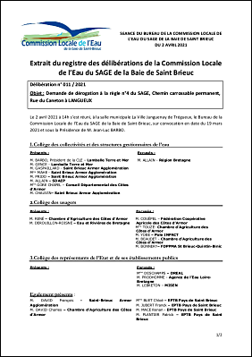 BC-2021-011 Avis de la CLE Derogation regle 4 Chemin carrossable permanent Rue du Caneton - LANGUEUX.pdf
