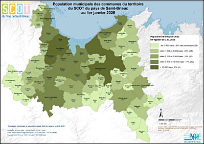 Population du pays de Saint-Brieuc par commune au 1er janvier 2025