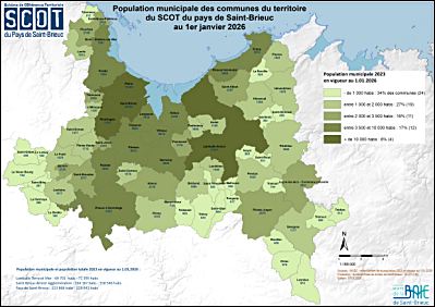 Population du pays de Saint-Brieuc par commune au 1er janvier 2026