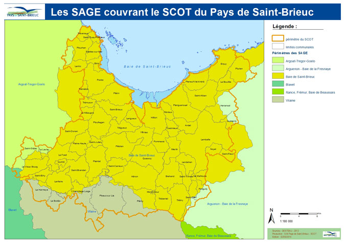 Carte des SAGE couvrant le SCOT du pays de Saint-Brieuc